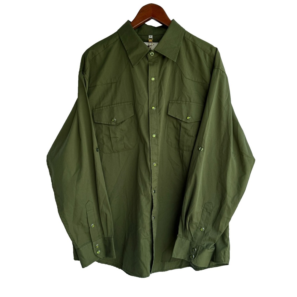 Coevals Club Button Up Shirt Mens XL Green Military Utility Workwear Western NWT